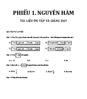 Tài liệu ôn tập và giảng dạy - Phần Nguyên hàm